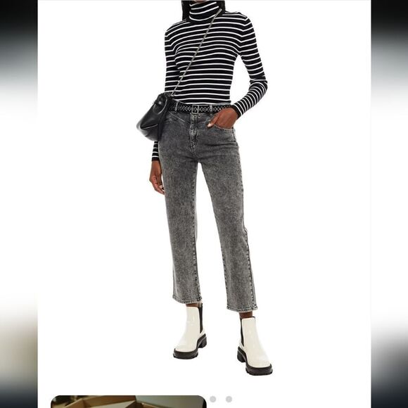 MAJE First Stone Cropped belted high-rise straight-leg jeans - Picture 1 of 13